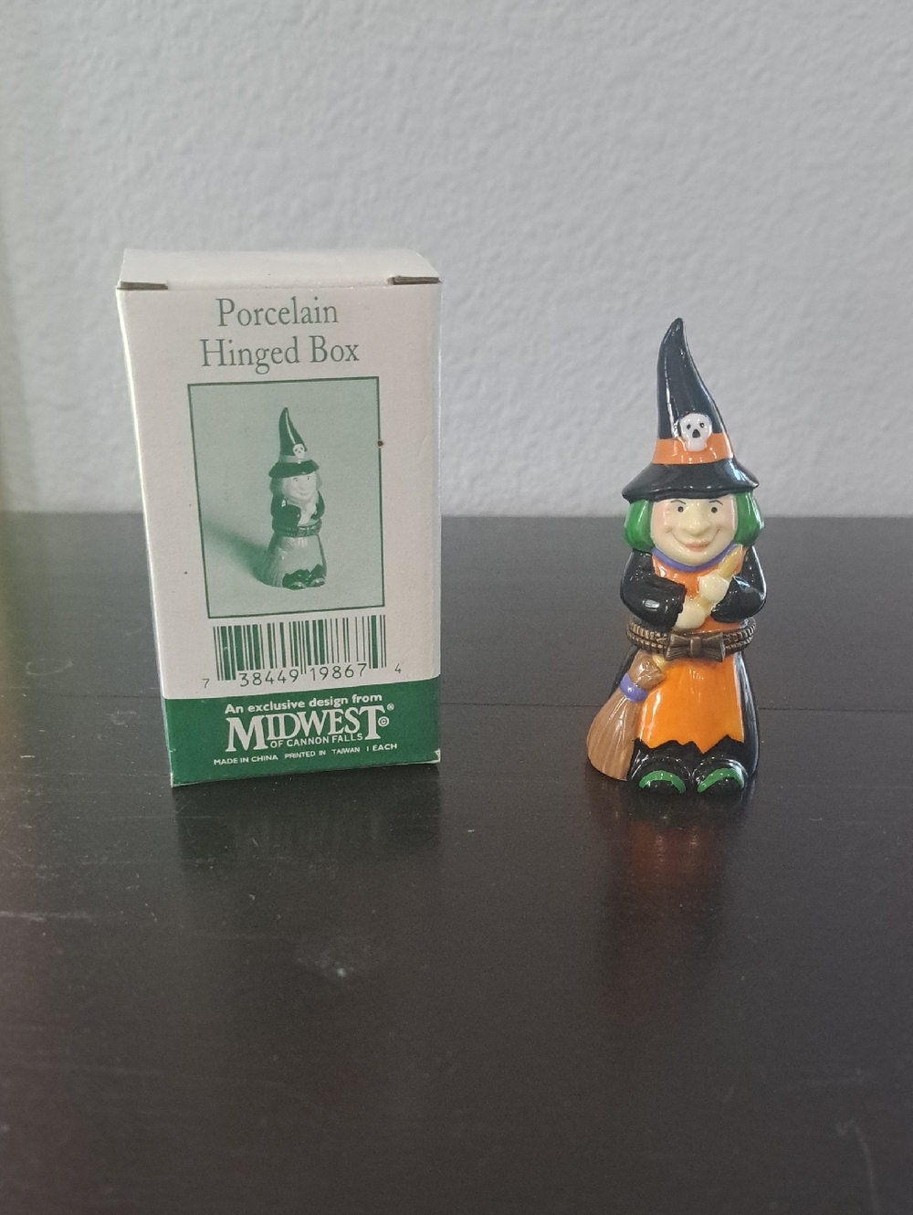 Midwest Of Cannon Falls Porcelain Hinged Witch Trinket Box
